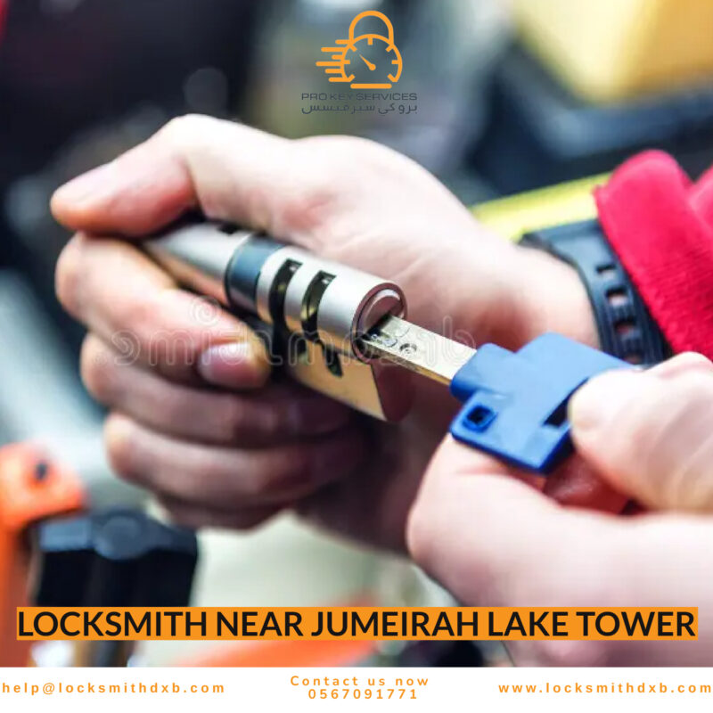 Pro Key Services technician providing residential locksmith service in Jumeirah Lake Tower apartment