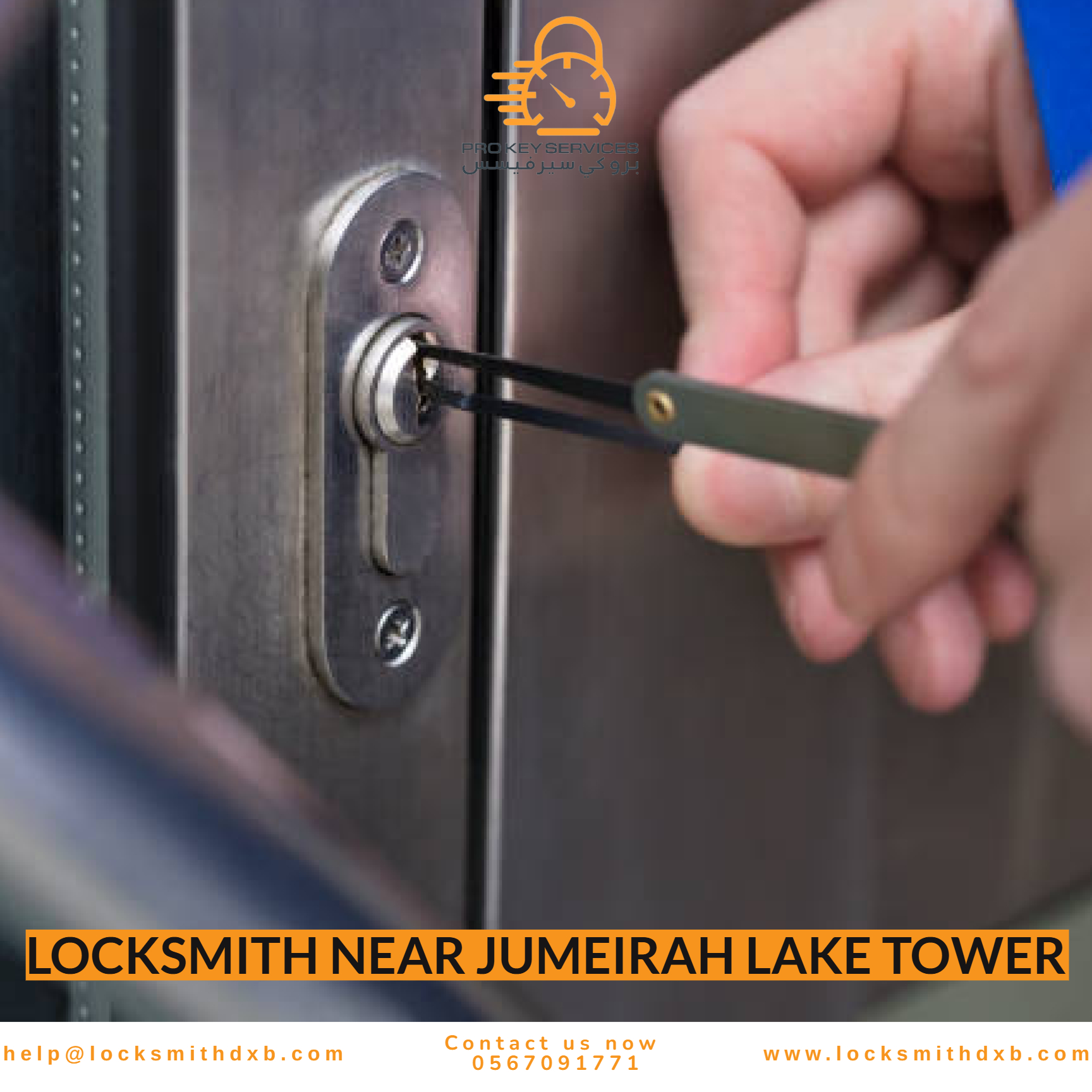 Professional locksmith working on a residential door lock in Jumeirah Lake Tower Dubai