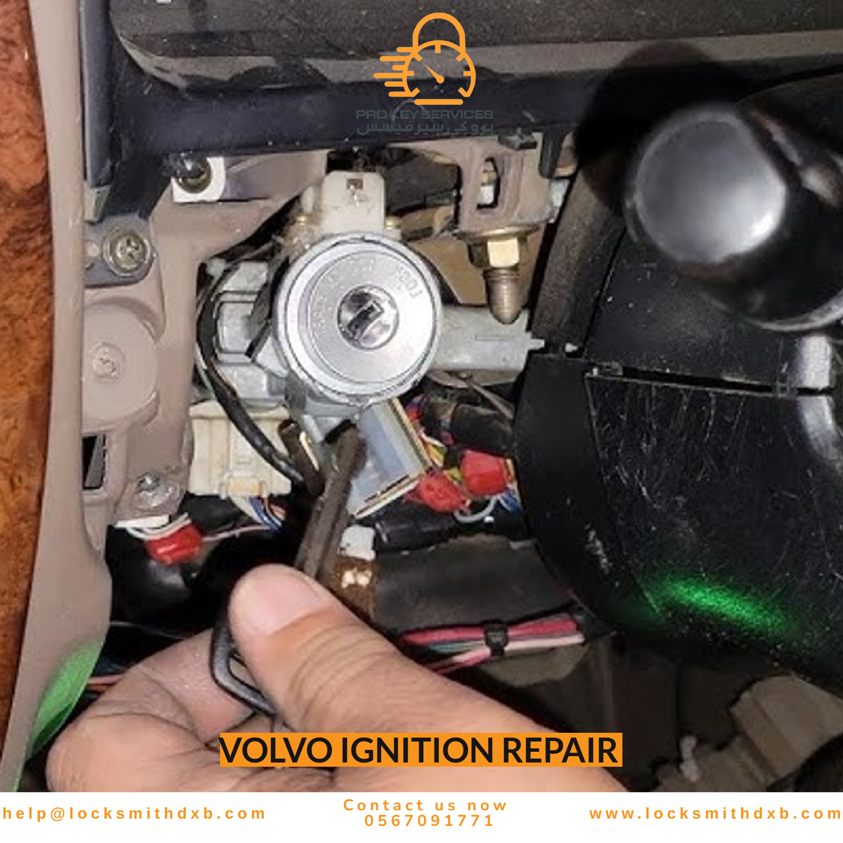 Volvo key transponder being programmed to ECM using specialist diagnostic equipment in Dubai