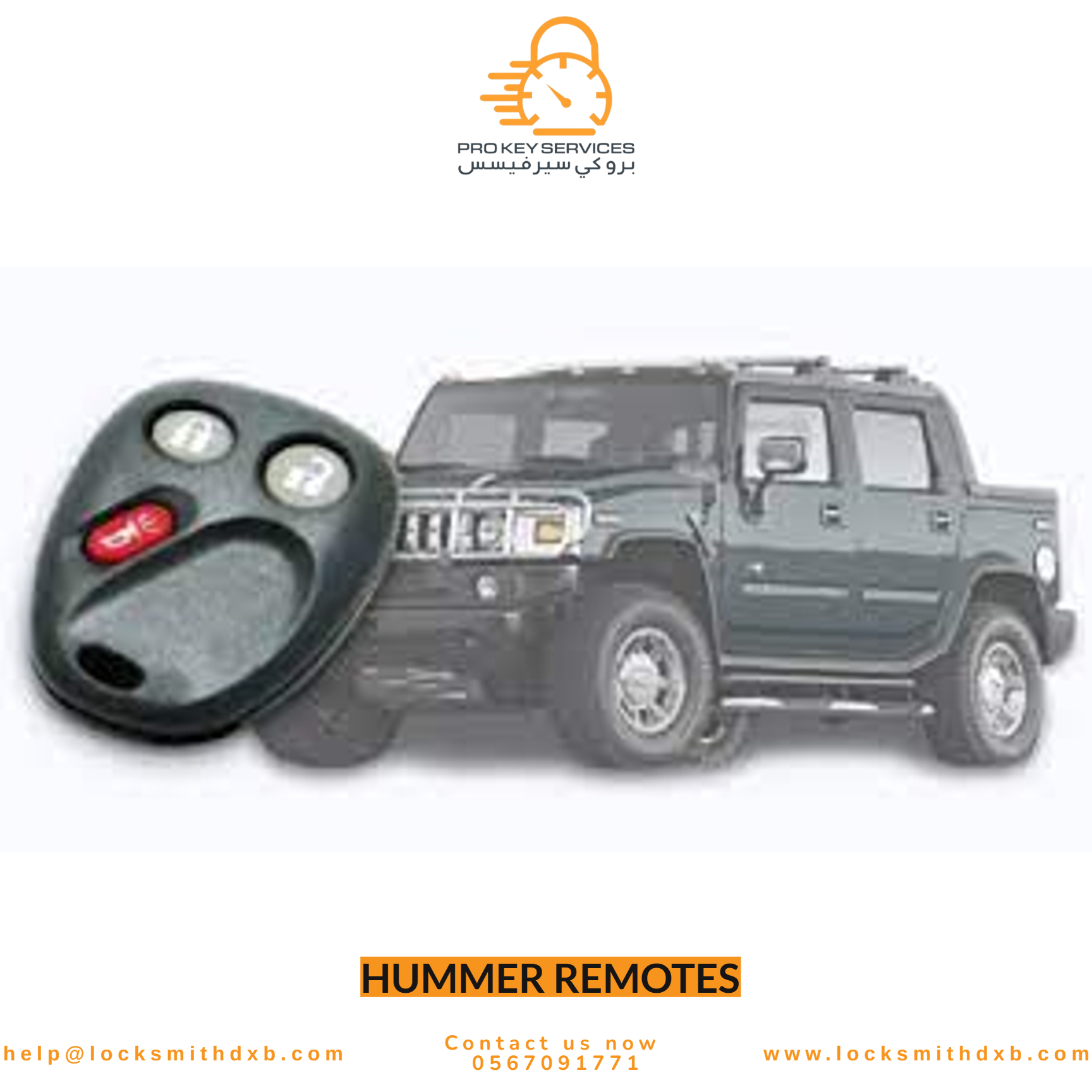 Mobile locksmith van fleet for Hummer remote replacement in Dubai