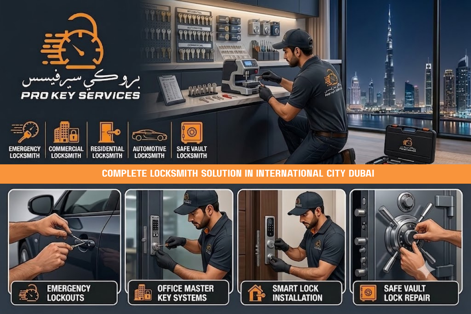 Emergency locksmith callout in International City Dubai